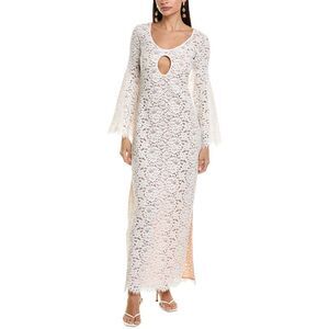 Michael Kors Collection Womens Lace Flare Silk-Lined Gown, White